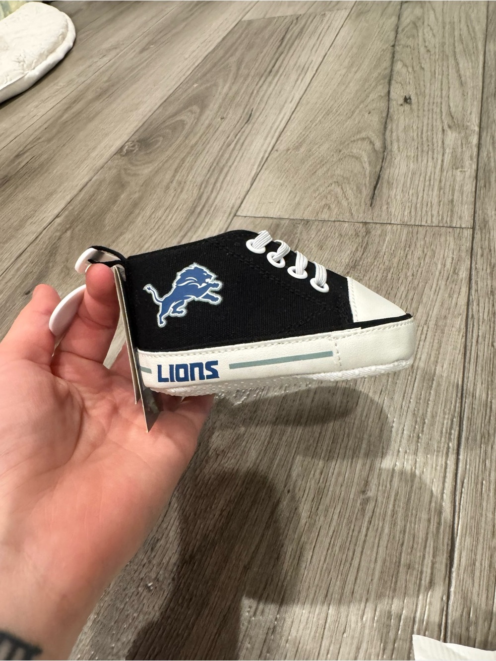 Kids Black & White Mini Detroit Lions Sneaker